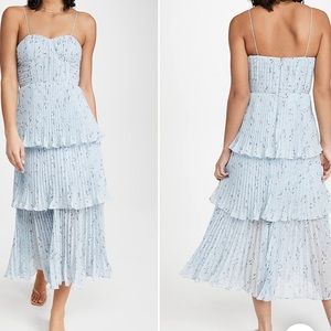 Self-Portrait Floral Tiered Midi Dress - Size 6